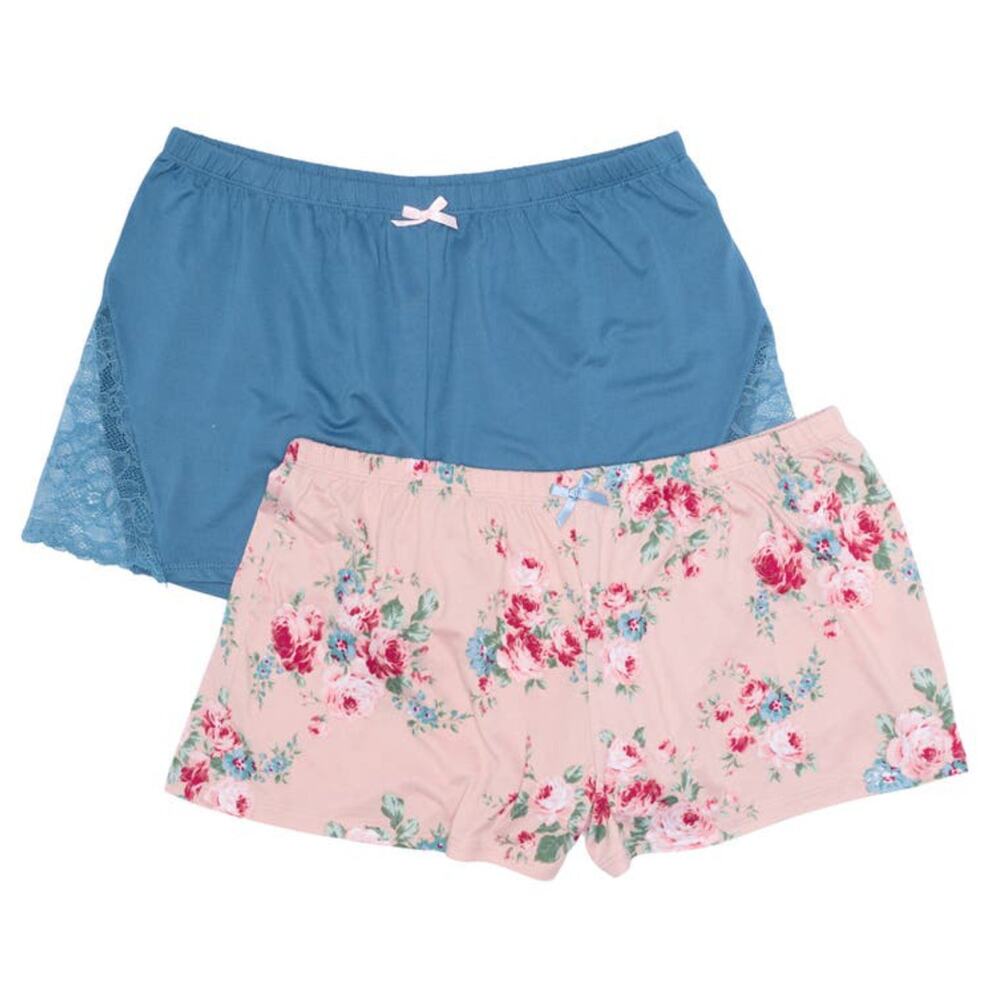 New Flora Nikrooz Women's 2-Pack Bow Solid Floral Print PJ Sleep Shorts - Picture 2 of 5